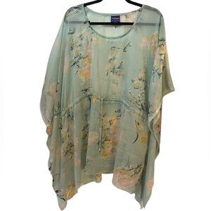 Floral flowy cover up sheer beach swim one size